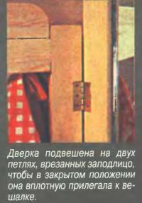 Дверка подвешена на двух петлях, врезанных заподлицо