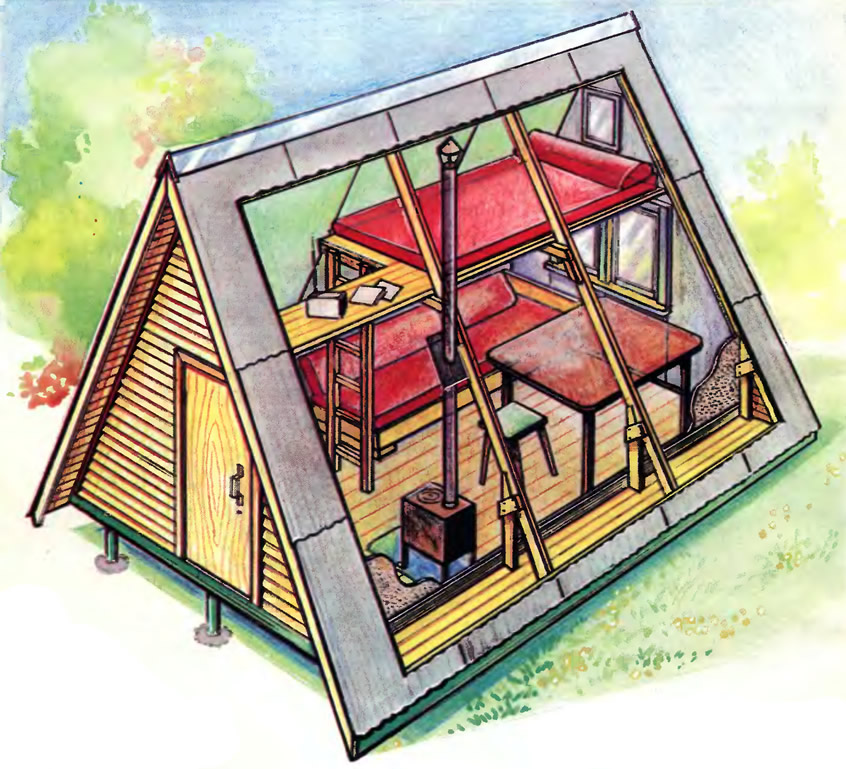 Рисунок готового домика - изображение из статьи «Миниатюрный двухэтажный  дом-«шалаш»» • MasterTIP.ru
