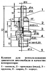 Клапан для использования двигателя автомобиля в качестве компрессора