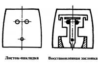 Листок-накладка и восстановленная заслонка