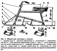 Рис. 1. Общий вид снегопеда и детали