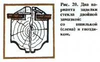 Рис. 20. Два варианта заделки стекла двойной замазкой