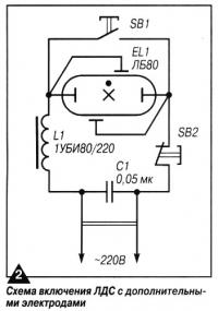 Рис. 2. Схема включения ЛДС с дополнительными электродами