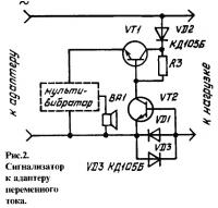 Рис. 2. Сигнализатор к адаптеру переменного тока
