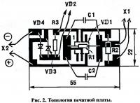 Рис. 2. Топология печатной платы