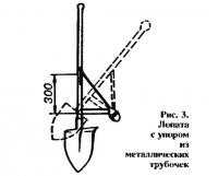 Рис. 3. Лопата с упором из металлических трубочек