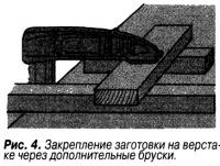 Рис. 4. Закрепление заготовки на верстаке через дополнительные бруски