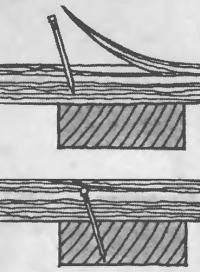 Скрытие гвоздя слоем древесины