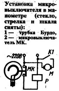 Установка микровыключателя в манометре